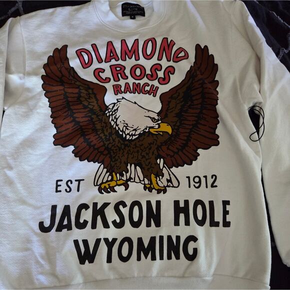 Diamond Cross Ranch Crew Sweatshirt Unisex Jackson Hole Cowboy Eagle Size S - Picture 2 of 6